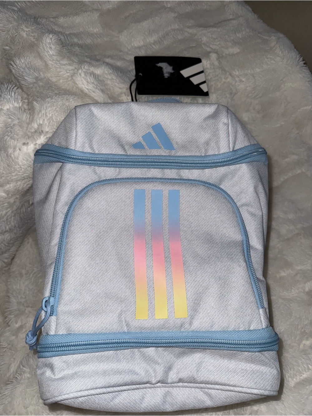 Adidas Light Gray Lunch Bag with Pastel Stripe